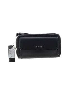 Tahari Black Leather Zip-Around Wallet with Front Flap